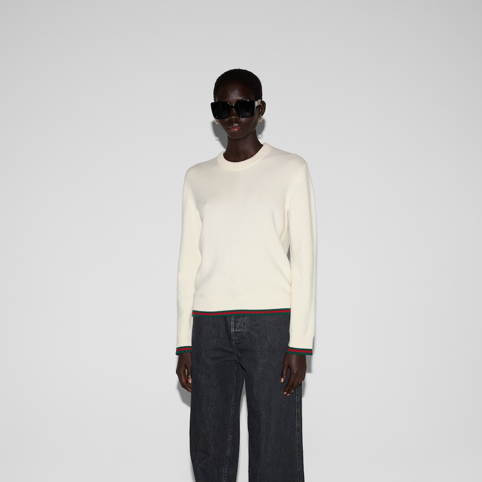 Wool and cashmere sweater with Web