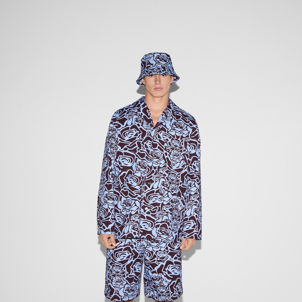 Giacca in gabardina di cotone stampata