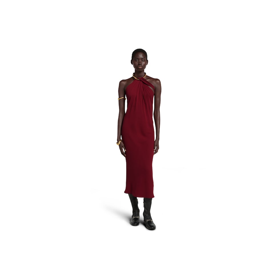 Silk crêpe sablé mid-length dress