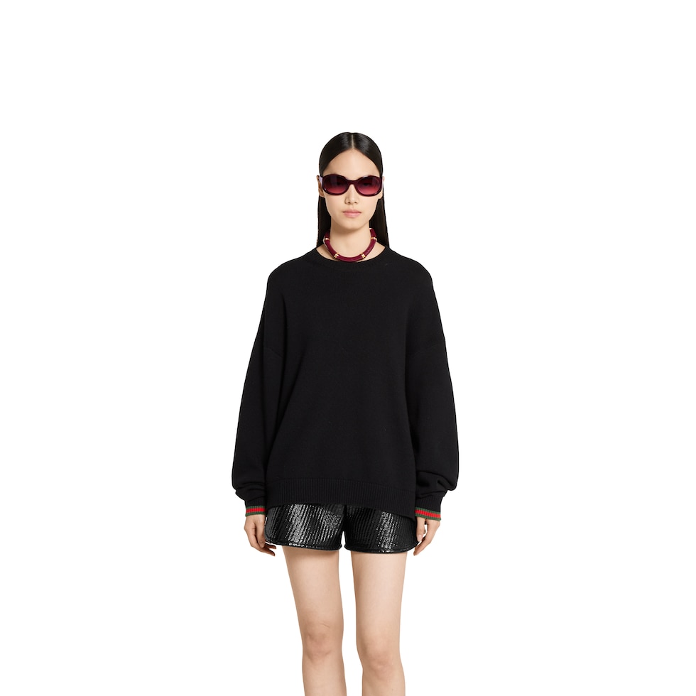 Cashmere wool sweater with Web trim