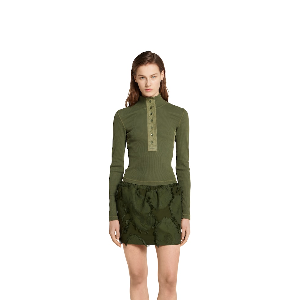 Cotton rib long-sleeve T-shirt