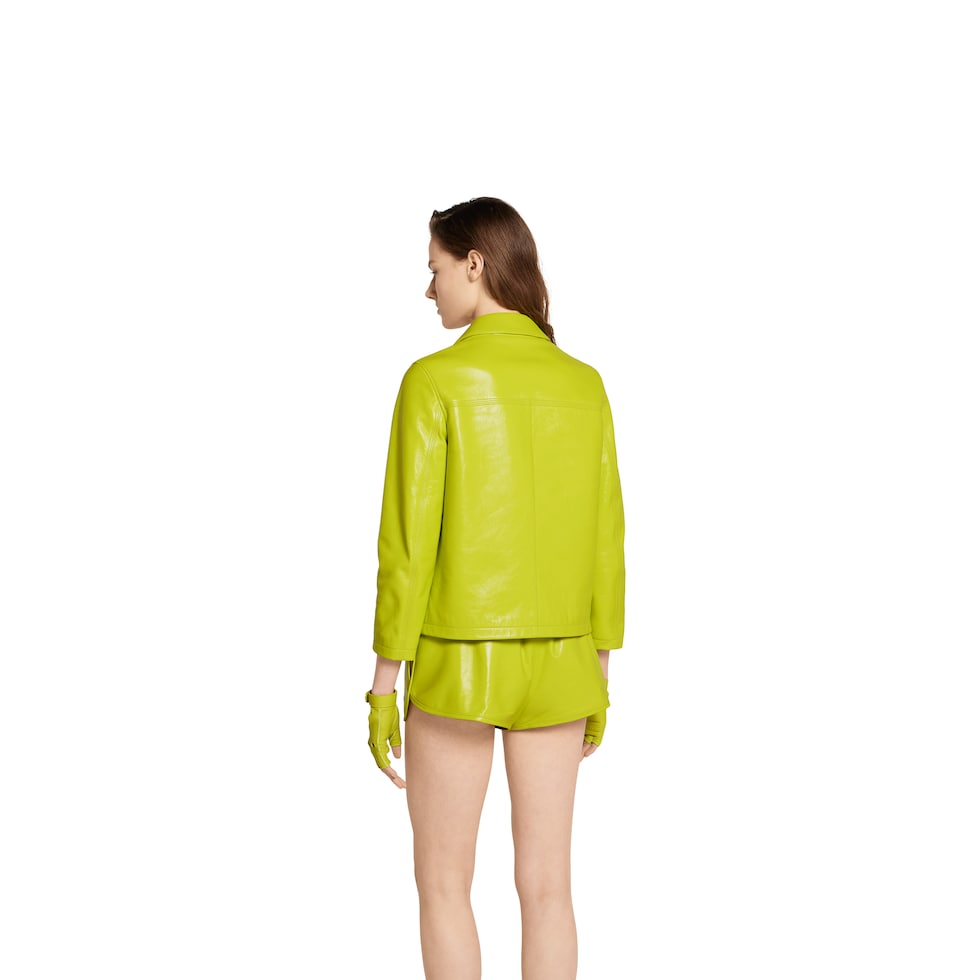 Shiny leather boxy jacket
