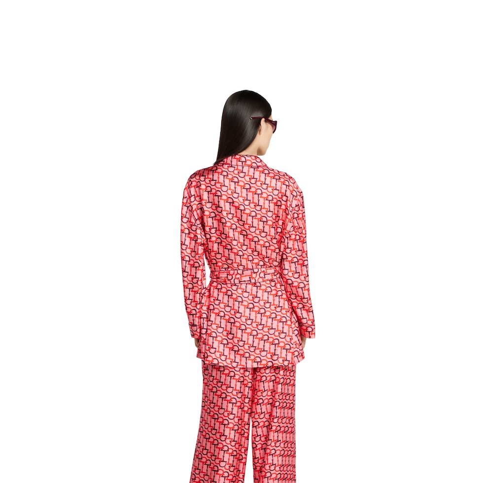 Printed silk shirt with self-tie