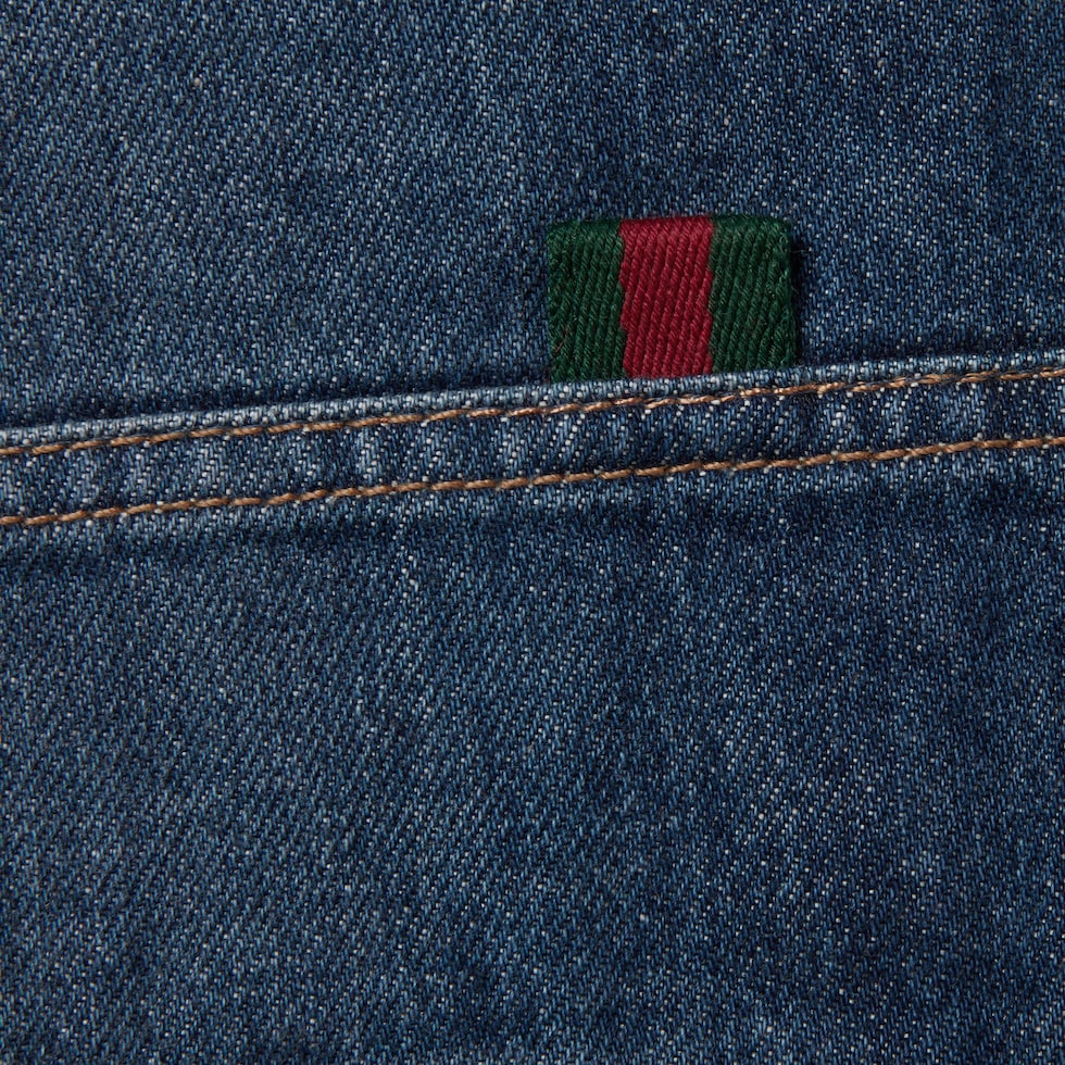 Pantalón infantil de denim con tribanda Web