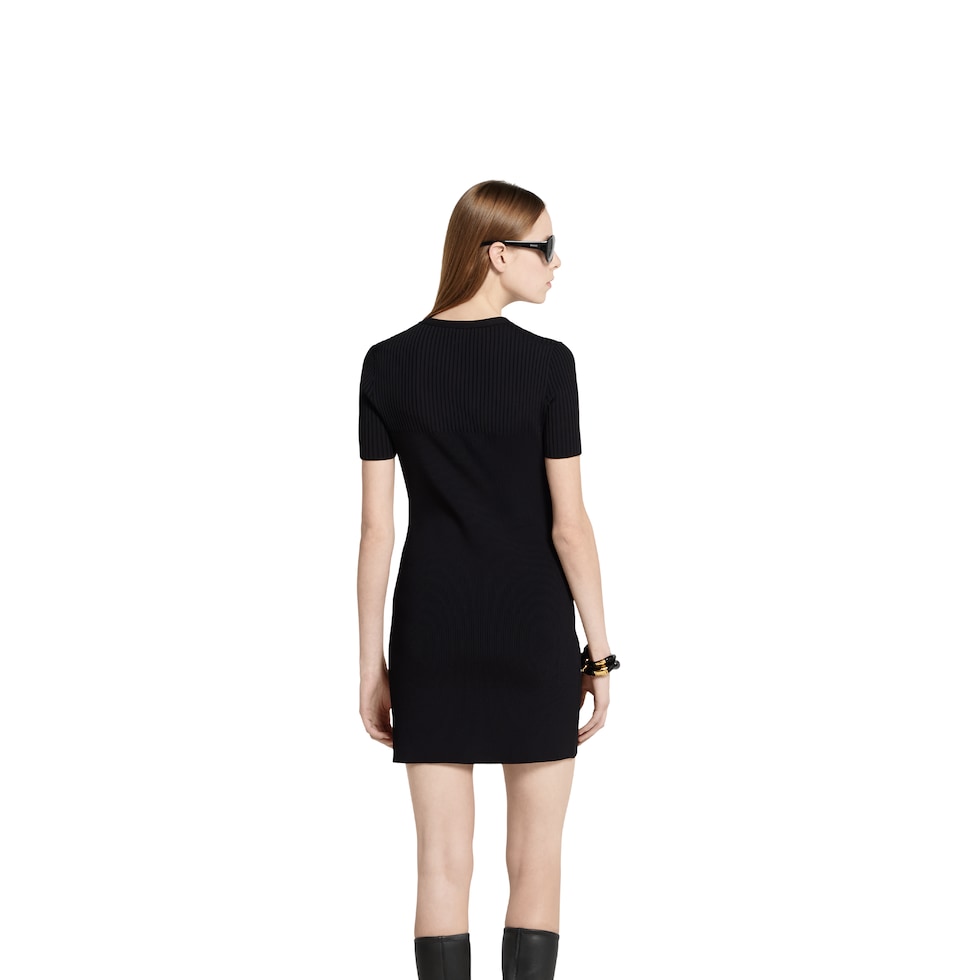 Rib fabric dress with intarsia