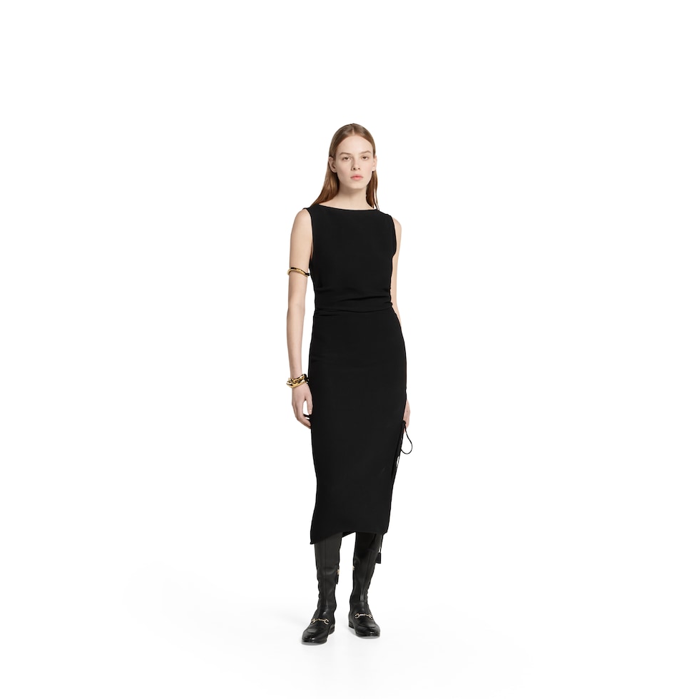 Silk crêpe dress with embroidery
