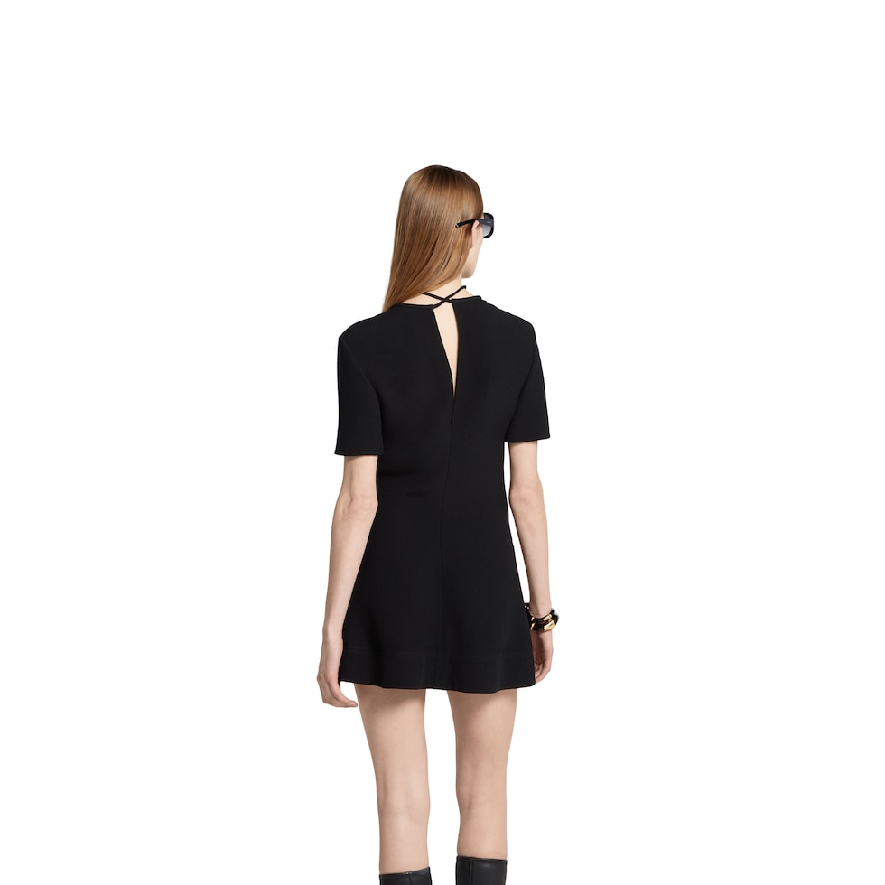 Silk crêpe mini dress with embroidery