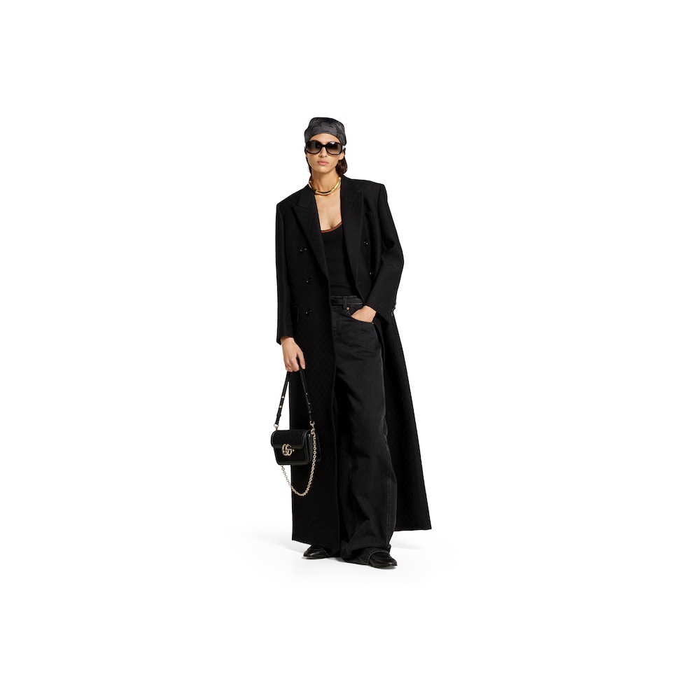 GG silk wool crêpe double-breasted coat