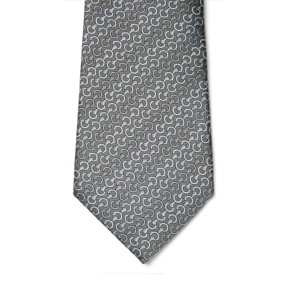 Horsebit silk jacquard tie