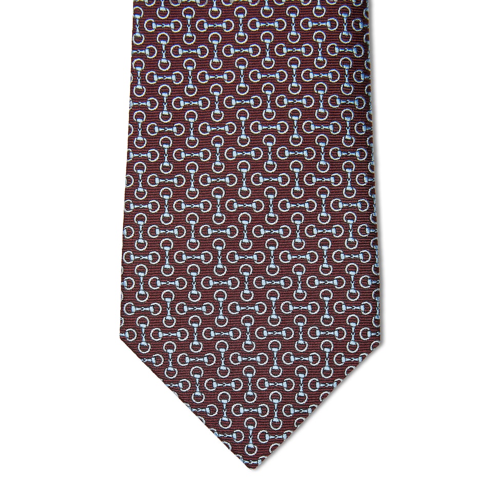Horsebit silk jacquard tie