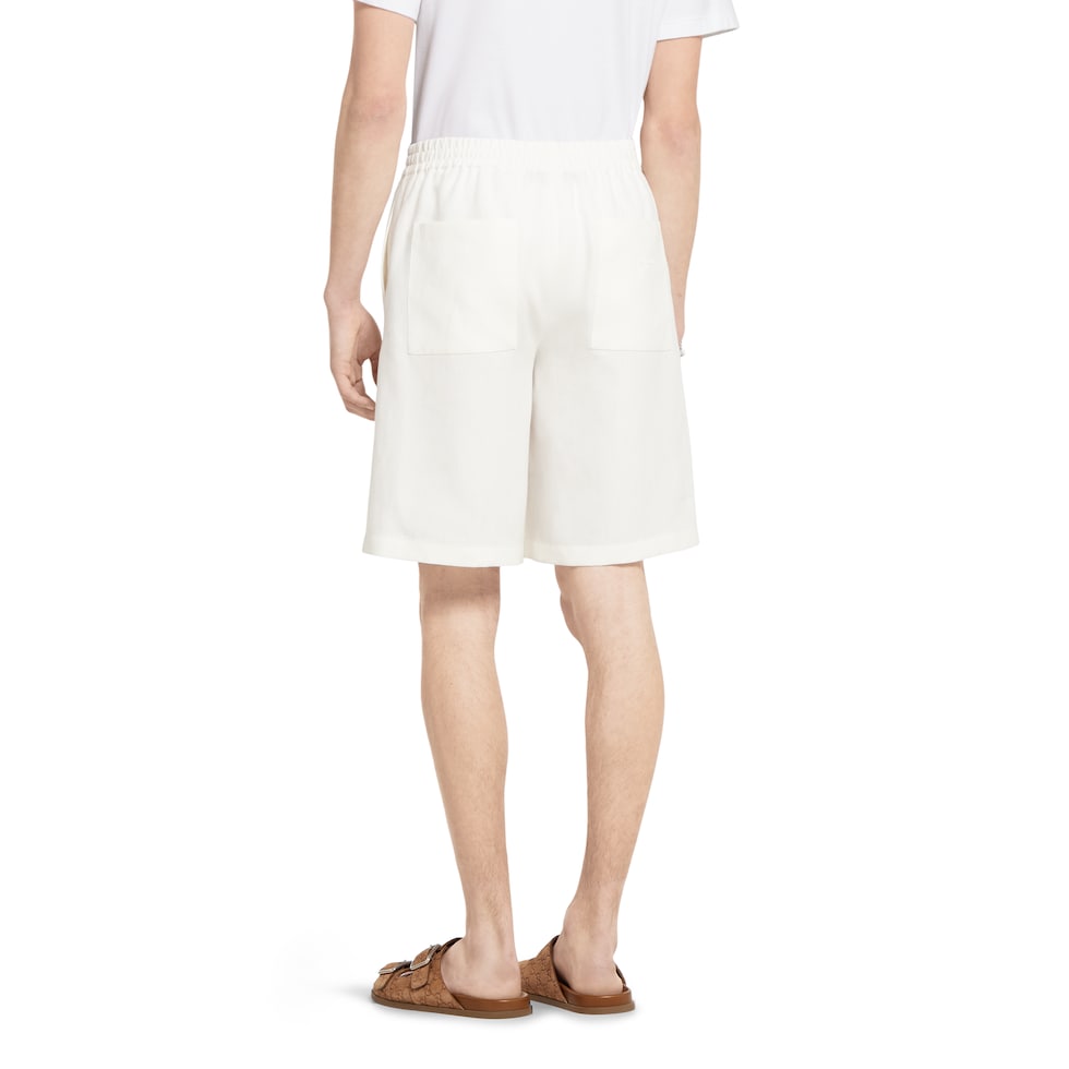 Linen shorts with embossed logo