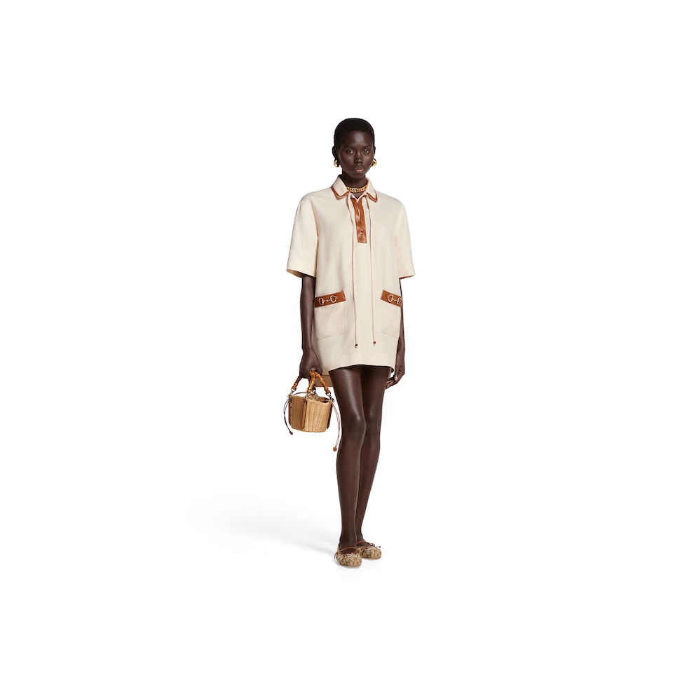 Linen canvas dress with Horsebit