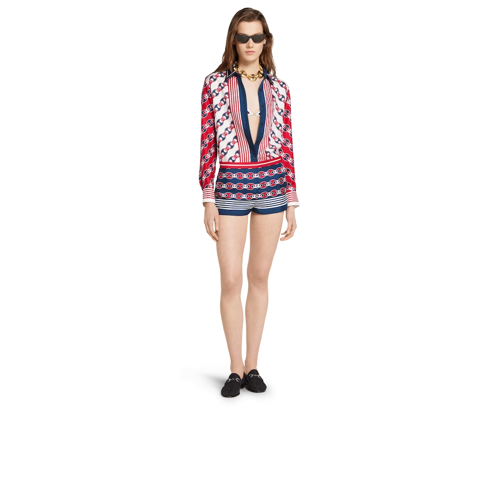 Printed silk twill shorts
