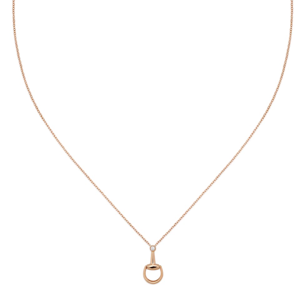 Horsebit 18k diamond pendant necklace