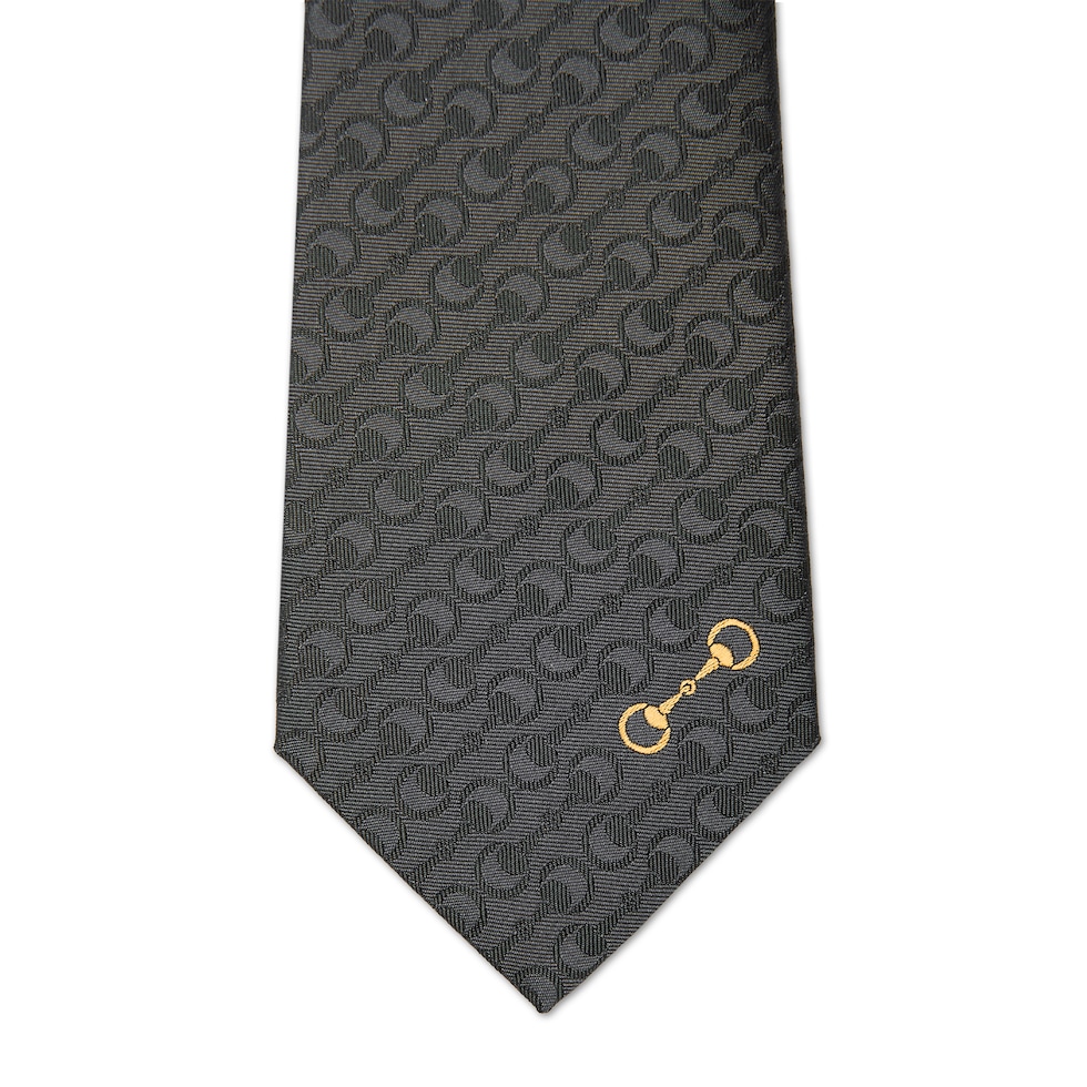 Horsebit silk jacquard tie