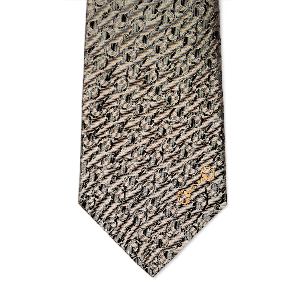 Horsebit silk jacquard tie