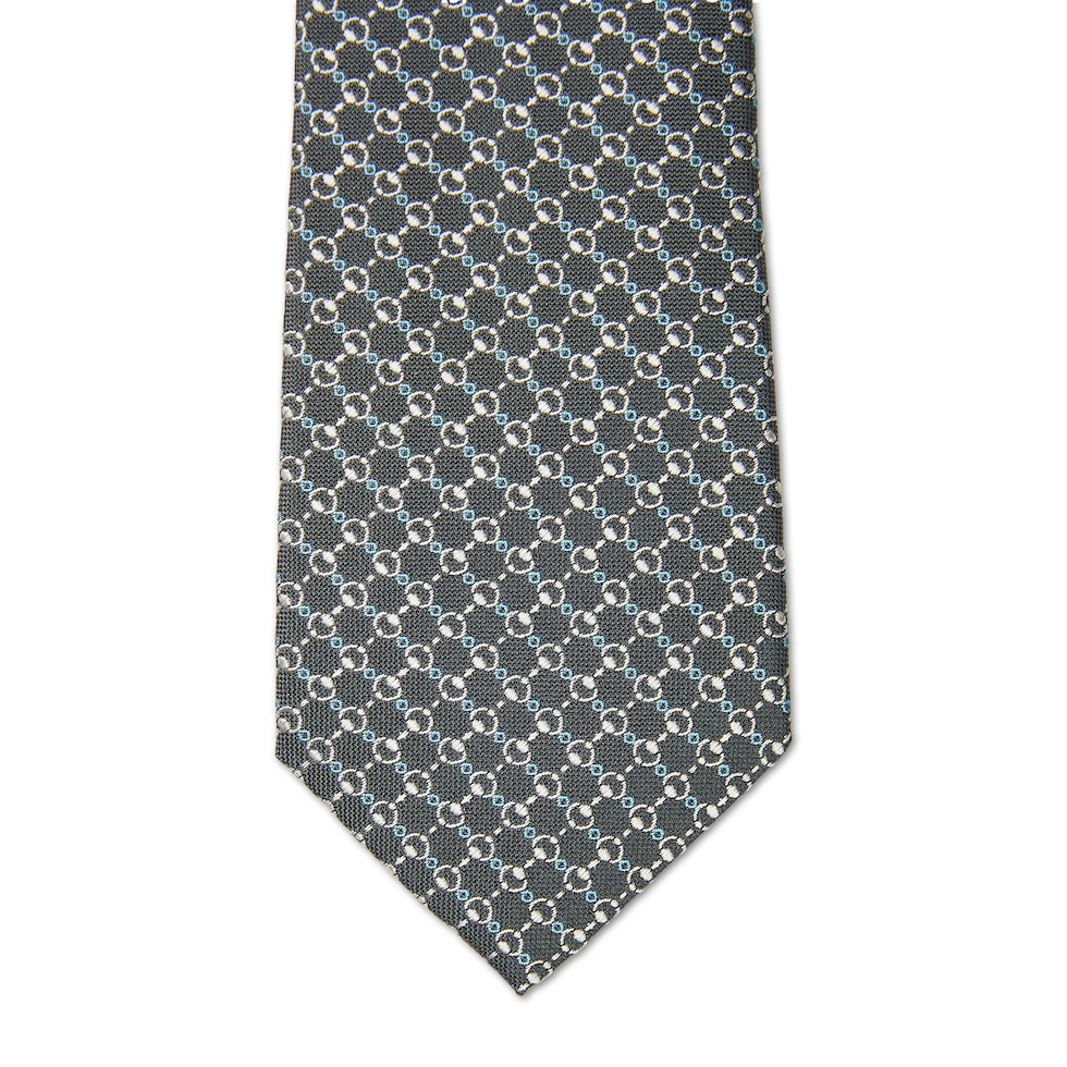 Horsebit silk jacquard tie