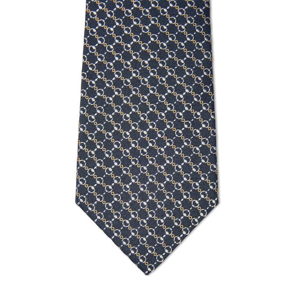 Horsebit silk jacquard tie