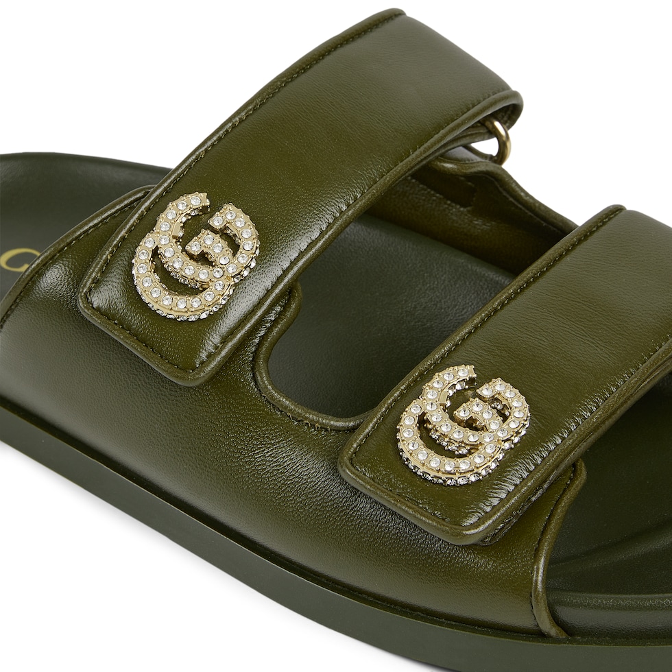 Women's sandal with crystal Double G