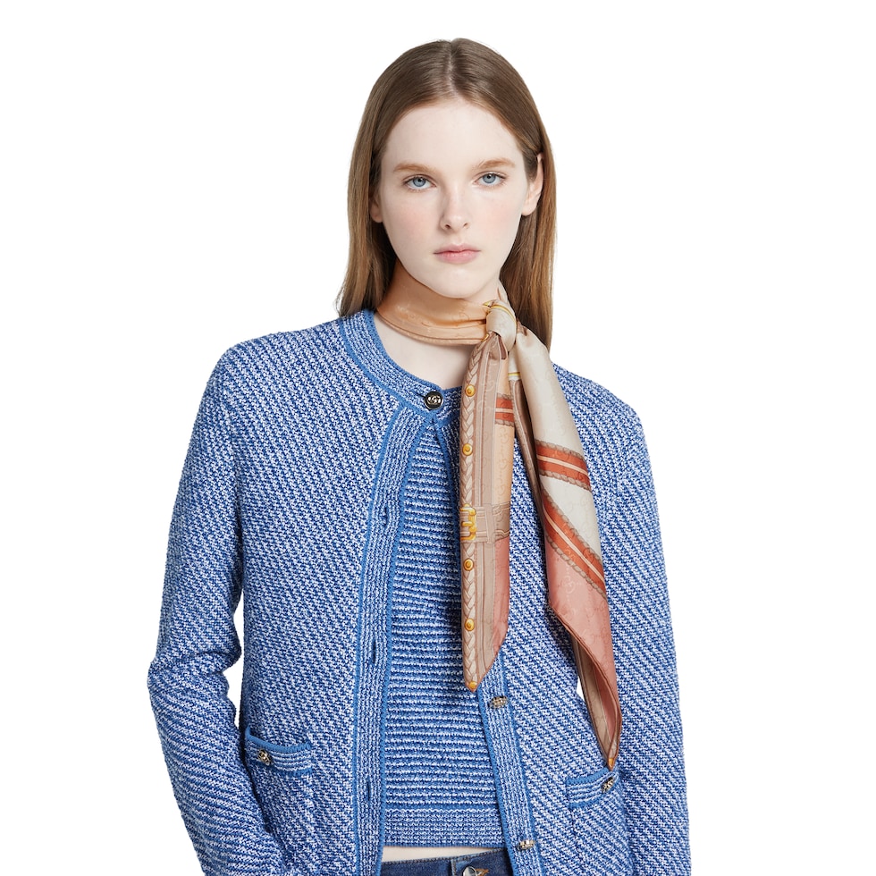Printed silk jacquard carré