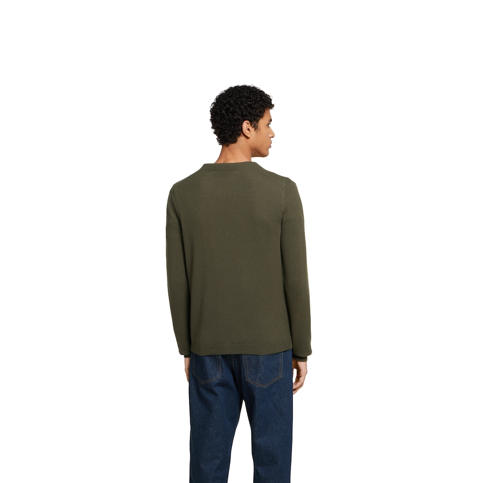 Cardigan in cashmere fine con intarsio