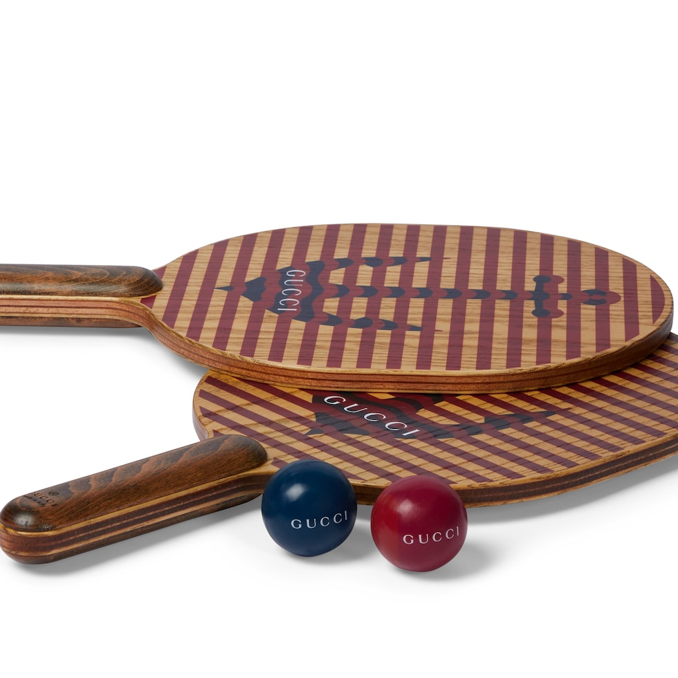 Wooden beach racket and ball set