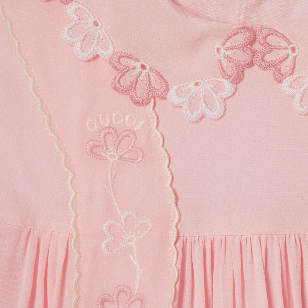 Children's embroidered silk dress