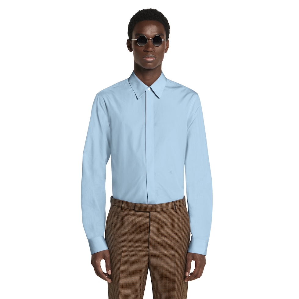 Camicia in popeline di cotone con ricamo