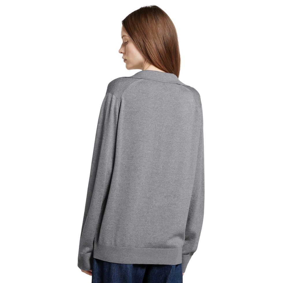 Extra fine wool polo top with patch