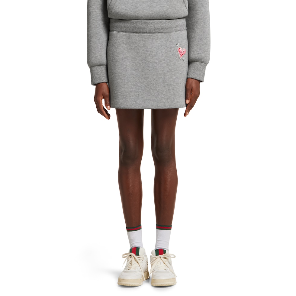 Mini jersey skirt with patch