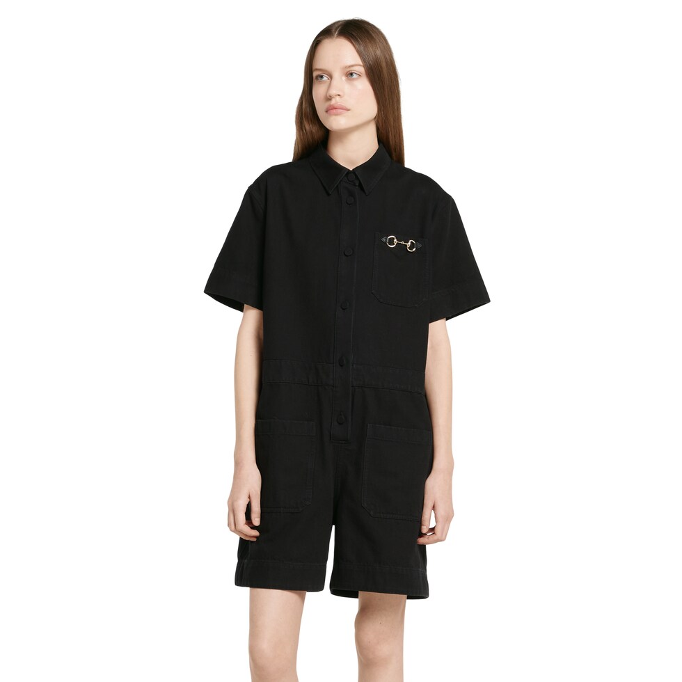 Overall aus Denim mit Horsebit