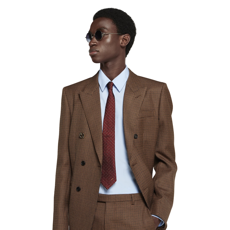 Horsebit silk jacquard tie