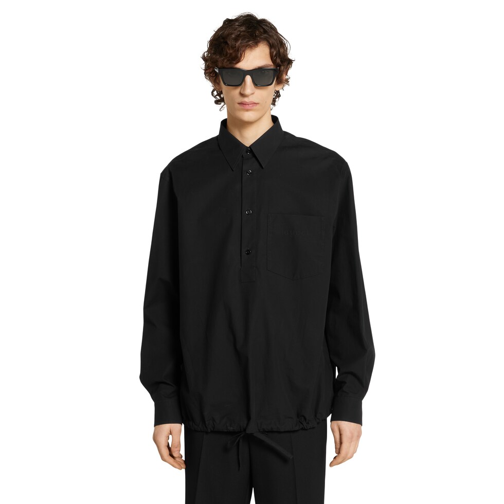 Camicia in popeline di cotone con logo