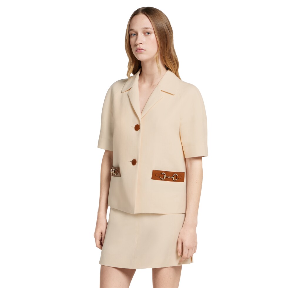 Linen canvas jacket with Horsebit