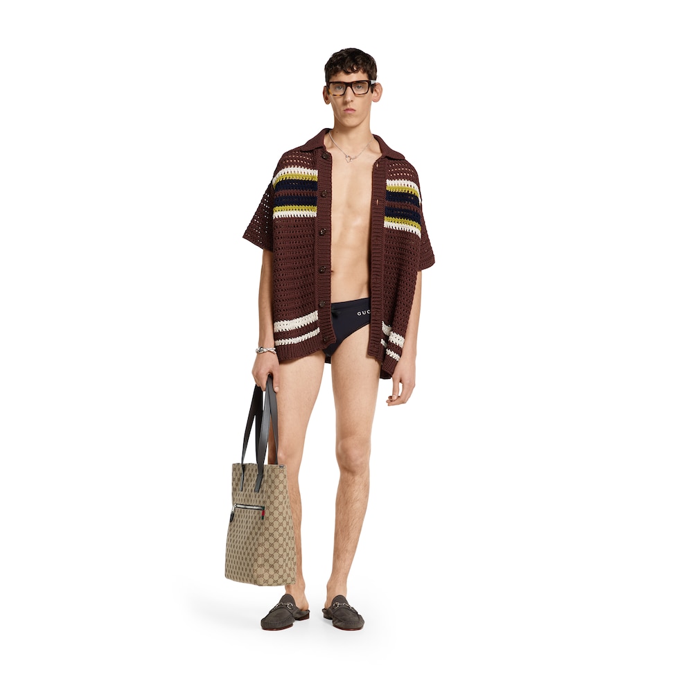 Elastane swim briefs with print