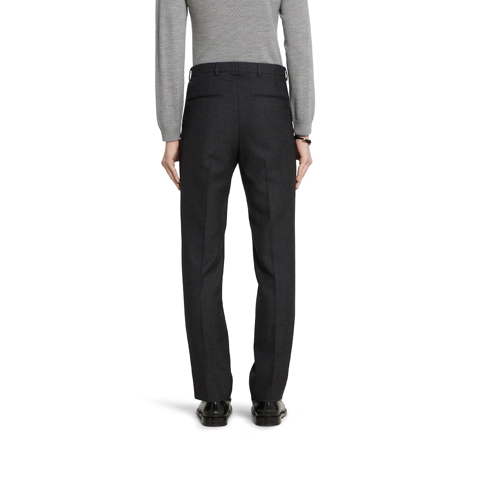 Houndstooth wool pant with embroidery