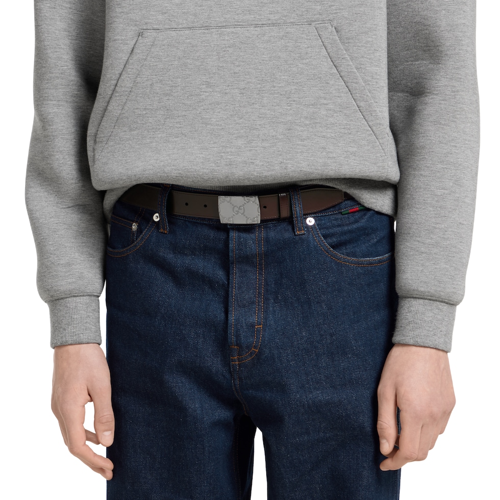 Belt with rectangular buckle