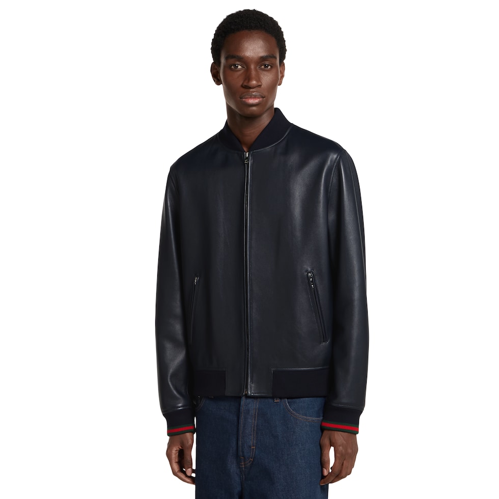 Nappa leather zip jacket