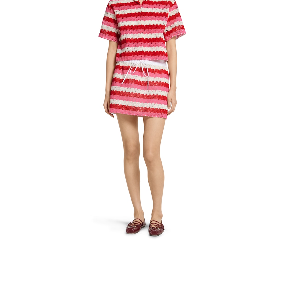 Striped GG macramé skirt