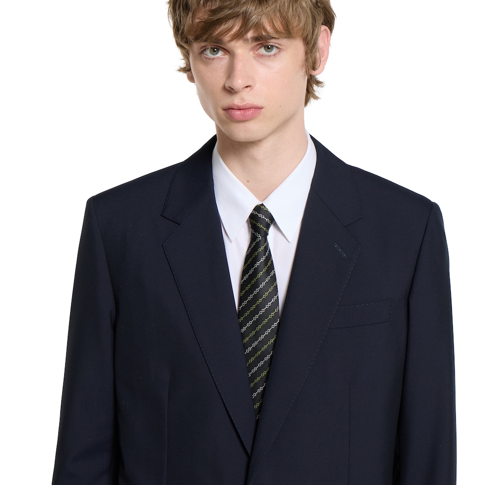 Horsebit silk jacquard tie