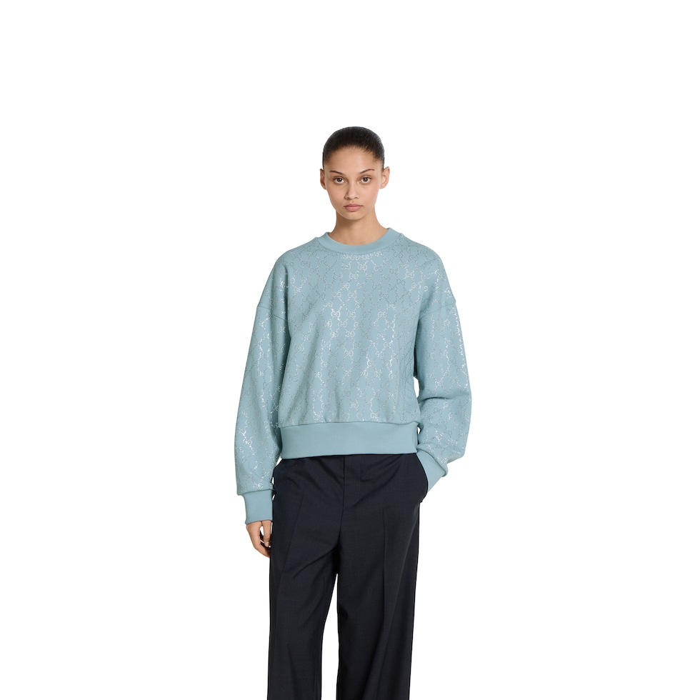 Sweatshirt aus Baumwolljersey mit Kristallen