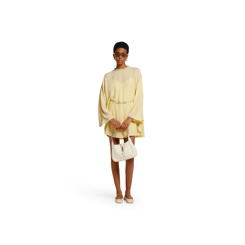 Silk cady dress with Horsebit belt