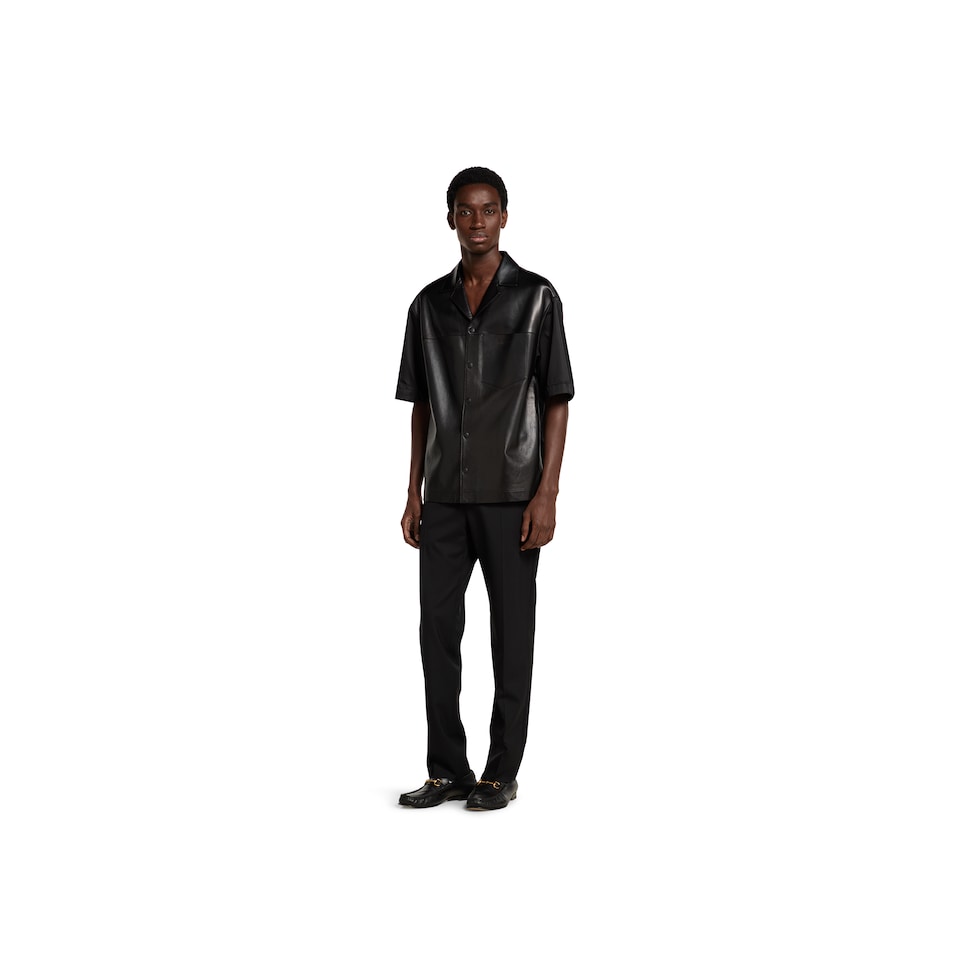 Soft leather with nylon polo shirt
