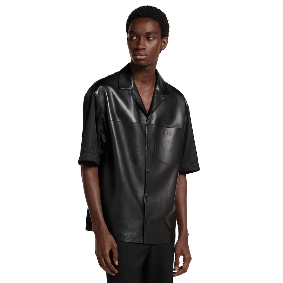 Soft leather with nylon polo shirt