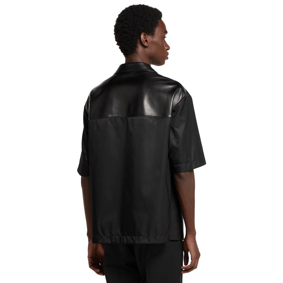 Soft leather with nylon polo shirt
