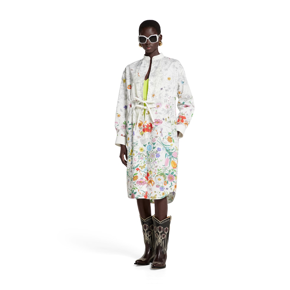Printed cotton poplin dress