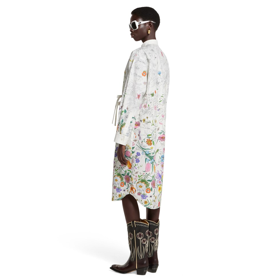 Printed cotton poplin dress