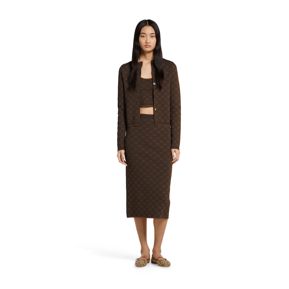 Stretch GG viscose jacquard cardigan