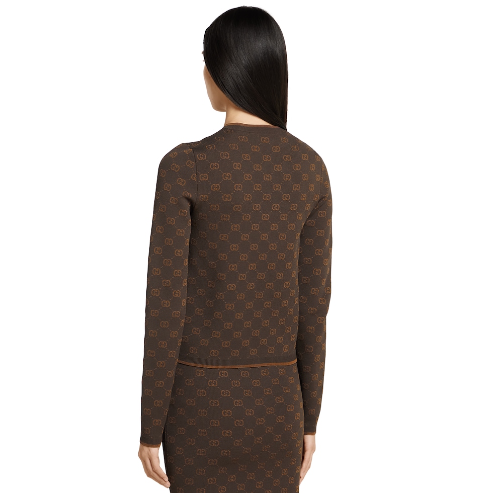 Stretch GG viscose jacquard cardigan