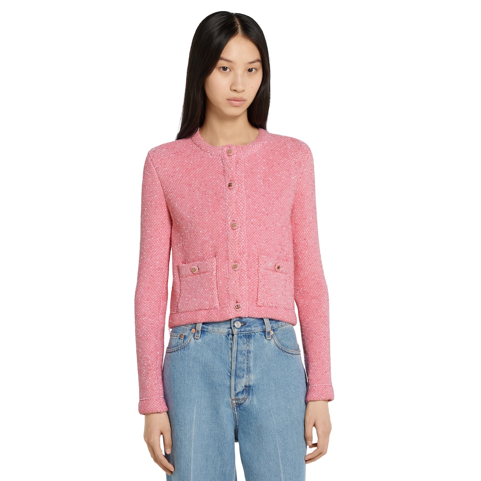 Fine viscose jacquard cardigan
